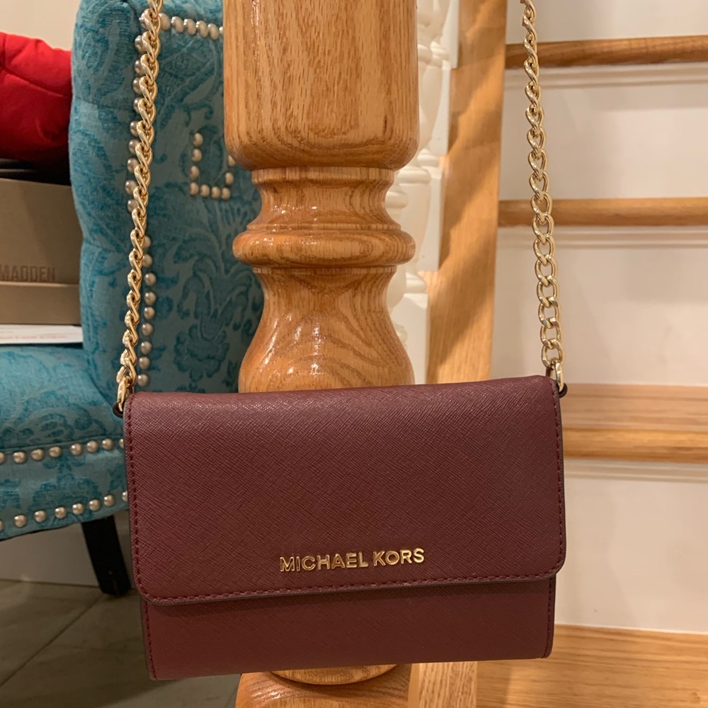 MK Crossbody Purse - Jet Set chain in burgundy